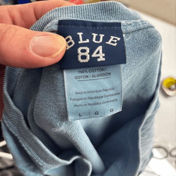 Vintage Blue 84 Aruba Caribbean One Happy Island Graphic Shirt Mens L Palm Tree - Picture 6 of 6